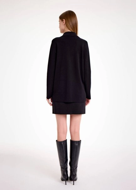 MERINO WOOL BLACK KNIT BLAZER JACKET - 8