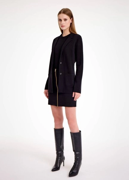 MERINO WOOL BLACK KNIT BLAZER JACKET - 7