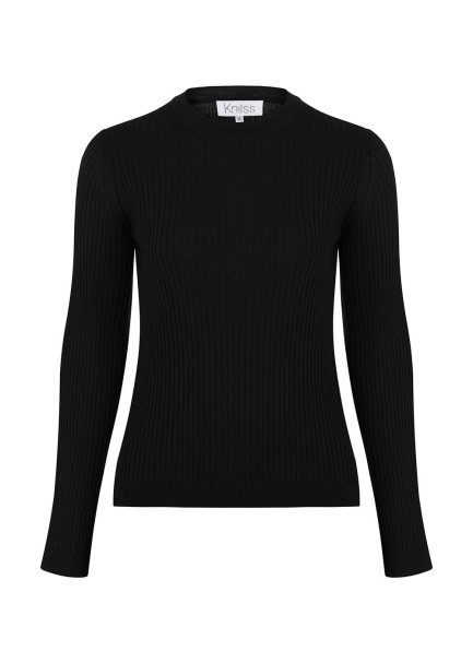 MERINO WOOL BLACK KNIT TOP - 6