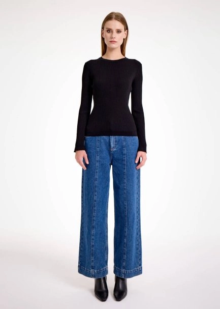 MERINO WOOL BLACK KNIT TOP - 2