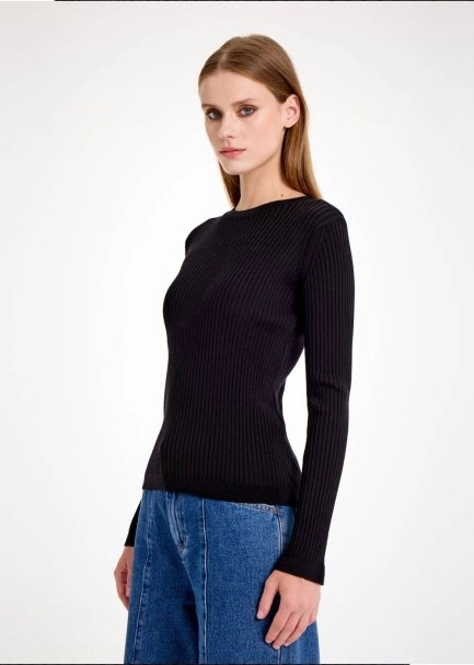 MERINO WOOL BLACK KNIT TOP - 3