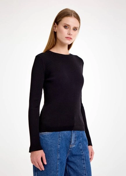 MERINO WOOL BLACK KNIT TOP - 4