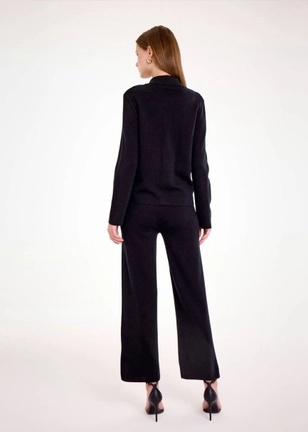 MERINO WOOL BLEND BLACK KNIT JACKET - 5