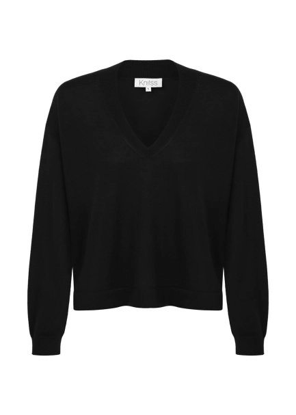 MERINO WOOL BLEND BLACK SWEATER - 6