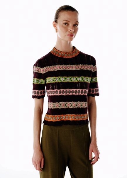 MERINO WOOL BLEND CROP KNIT TOP PLUM - 4