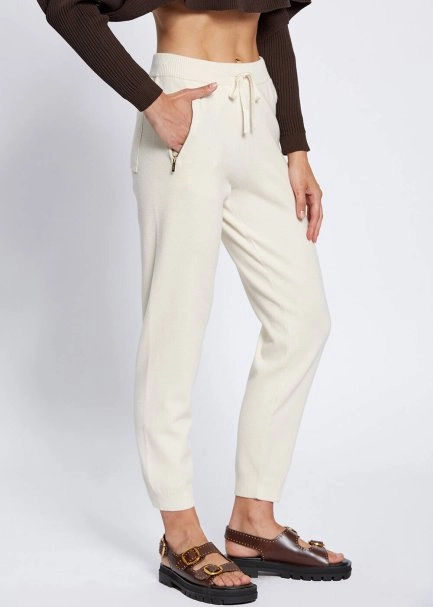 Merino Wool Blend Ecru Knit Pant - 3