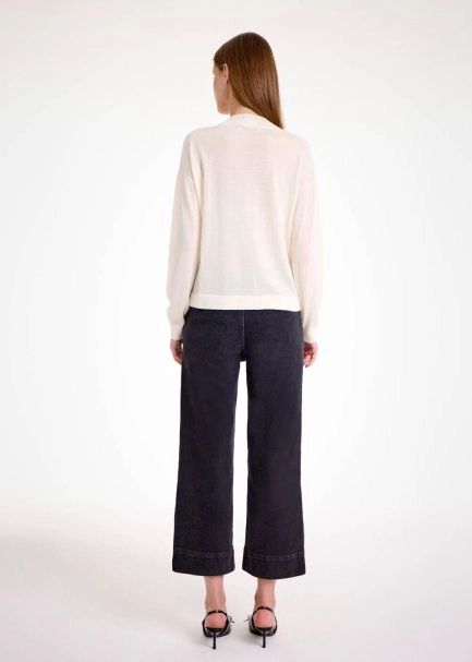 MERINO WOOL BLEND ECRU SWEATER - 5