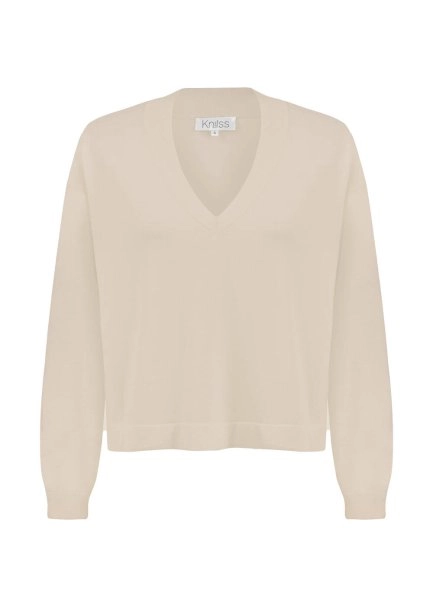 MERINO WOOL BLEND ECRU SWEATER - 6