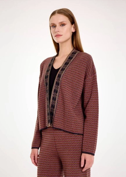 MERINO WOOL BLEND ETHNIC JACQUARD KNIT JACKET - 3