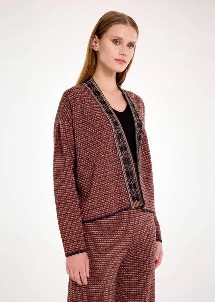 MERINO WOOL BLEND ETHNIC JACQUARD KNIT JACKET - 4