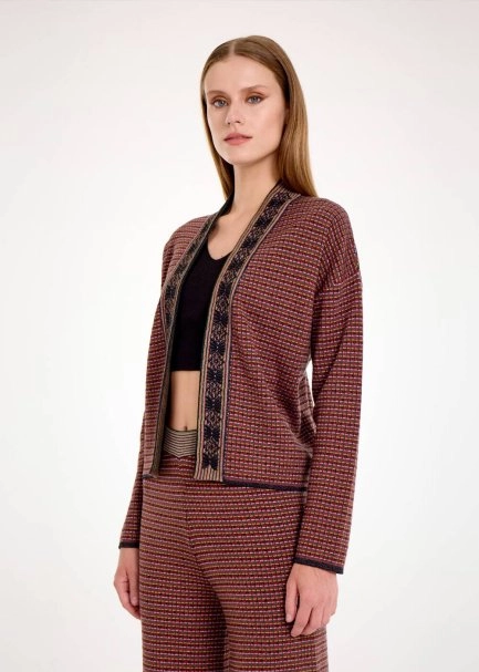 MERINO WOOL BLEND ETHNIC JACQUARD KNIT JACKET - 6