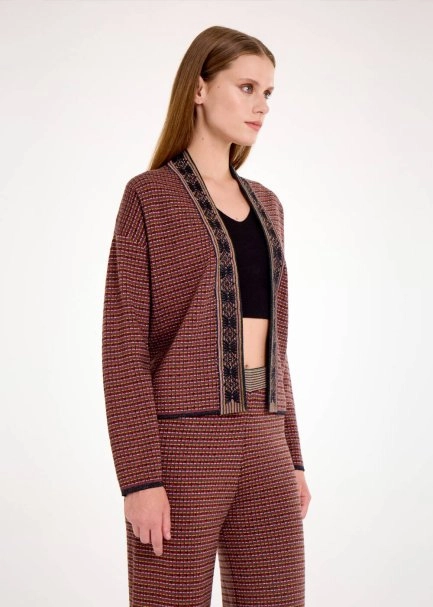 MERINO WOOL BLEND ETHNIC JACQUARD KNIT JACKET - 7