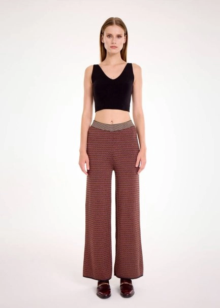 MERINO WOOL BLEND ETHNIC JACQUARD KNIT PANTS - 2
