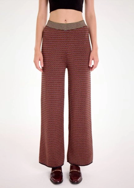 MERINO WOOL BLEND ETHNIC JACQUARD KNIT PANTS - 1