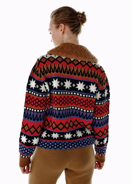 MERINO WOOL BLEND FAIR ISLE PATTERNED KNIT CARDIGAN - 7
