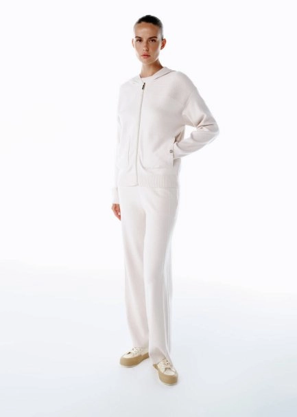 MERINO WOOL BLEND HOODED NATURAL KNIT CARDIGAN - 4