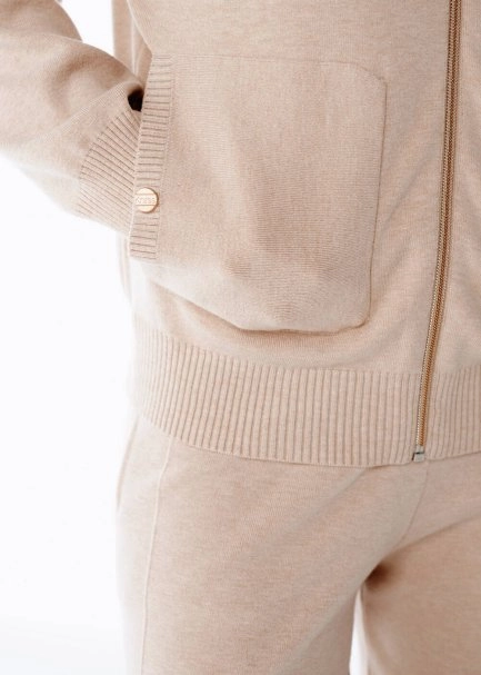 MERINO WOOL BLEND HOODED POWDER KNIT CARDIGAN - 3