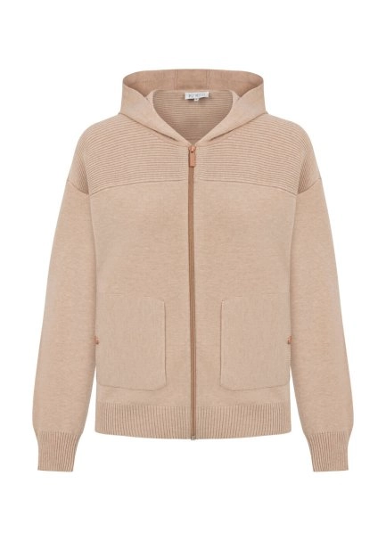 MERINO WOOL BLEND HOODED POWDER KNIT CARDIGAN - 6