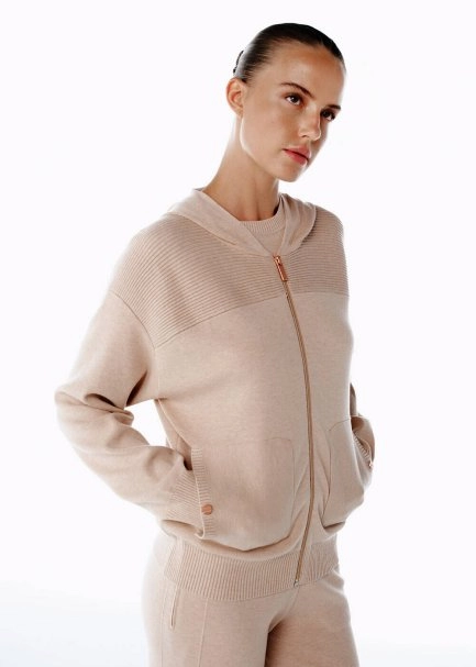 MERINO WOOL BLEND HOODED POWDER KNIT CARDIGAN - 4