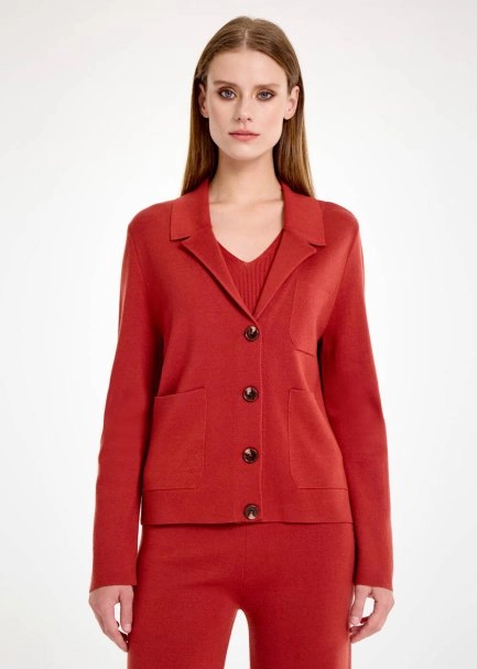 MERINO WOOL BLEND INTENSE RUST KNIT JACKET - 1