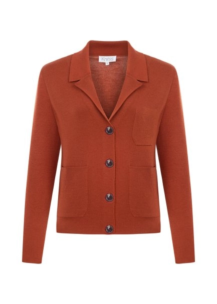 MERINO WOOL BLEND INTENSE RUST KNIT JACKET - 7