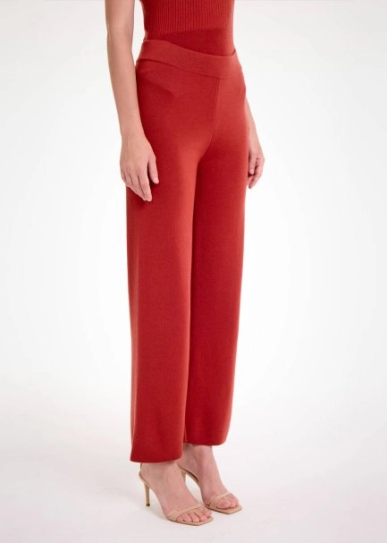 MERINO WOOL BLEND INTENSE RUST KNIT PANTS - 4
