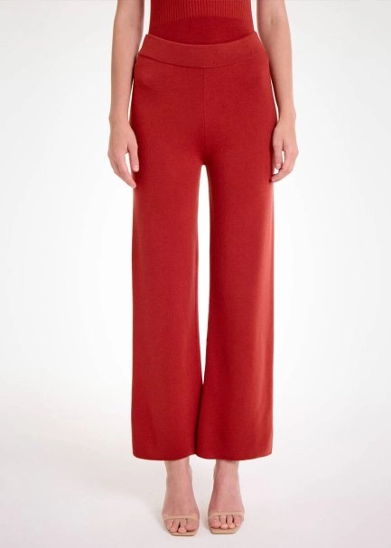 MERINO WOOL BLEND INTENSE RUST KNIT PANTS - 1
