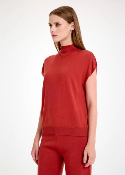 MERINO WOOL BLEND INTENSE RUST KNIT TOP - 3