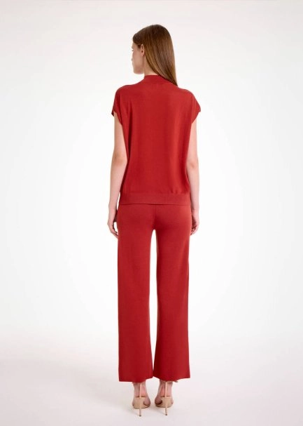 MERINO WOOL BLEND INTENSE RUST KNIT TOP - 5