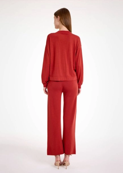 MERINO WOOL BLEND INTENSE RUST SWEATER - 5