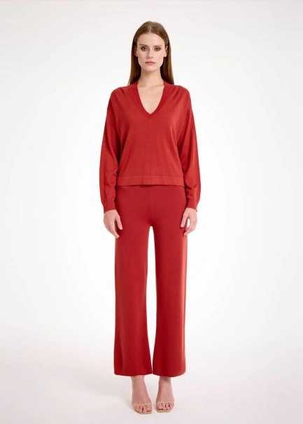 MERINO WOOL BLEND INTENSE RUST SWEATER - 2