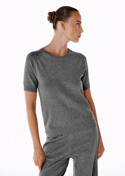 MERINO WOOL BLEND KNIT TOP MID GREY - 3