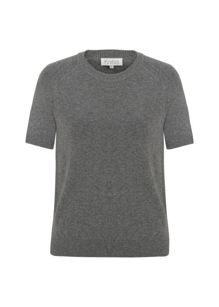 MERINO WOOL BLEND KNIT TOP MID GREY - 6