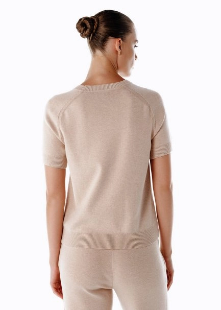 MERINO WOOL BLEND KNIT TOP POWDER - 5