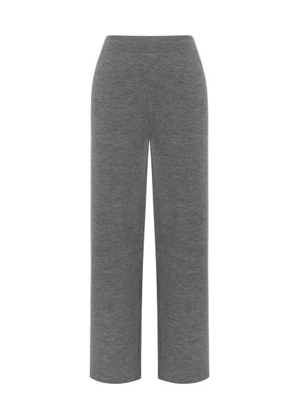 MERINO WOOL BLEND MID GREY KNIT PANTS - 6