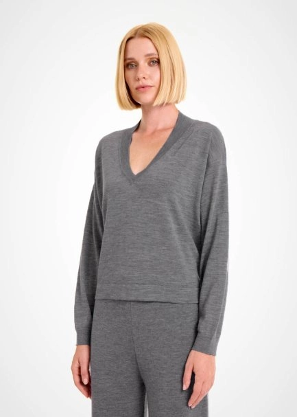 MERINO WOOL BLEND MID GREY SWEATER - 3
