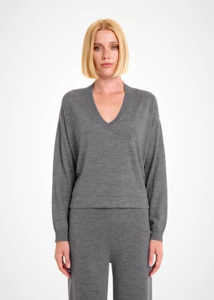MERINO WOOL BLEND MID GREY SWEATER - 1
