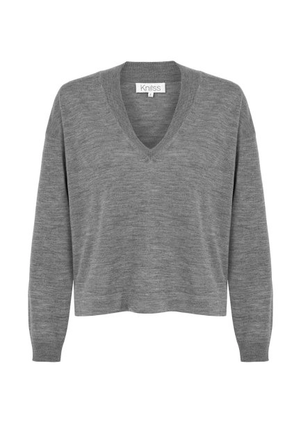 MERINO WOOL BLEND MID GREY SWEATER - 6
