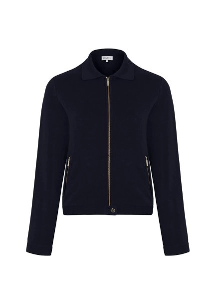Merino Wool Blend Navy Knit Jacket - 6