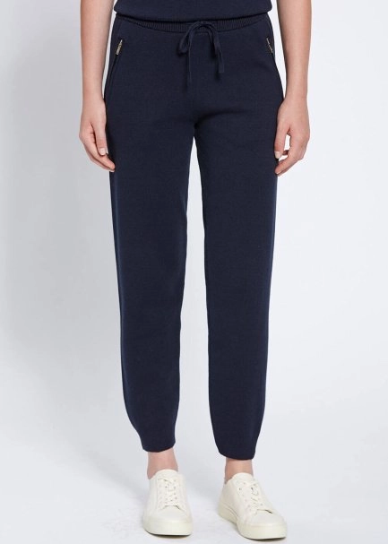 Merino Wool Blend Navy Knit Pant - 2