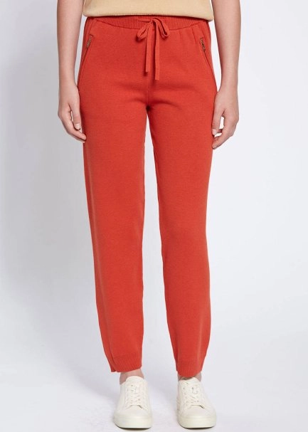 Merino Wool Blend Orange Knit Pant - 2
