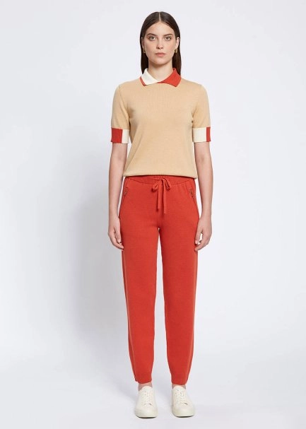 Merino Wool Blend Orange Knit Pant - 1