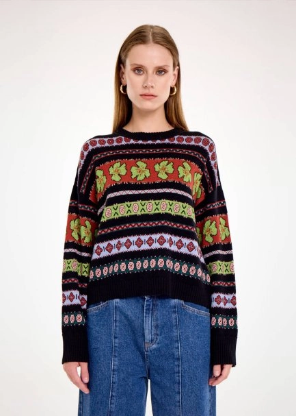 MERINO WOOL BLEND PATTERNED SWEATER - 1