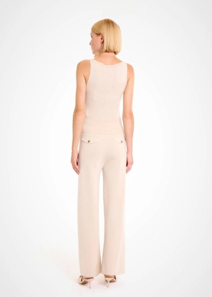 MERINO WOOL BLEND V NECK PANNA KNIT TOP - 5