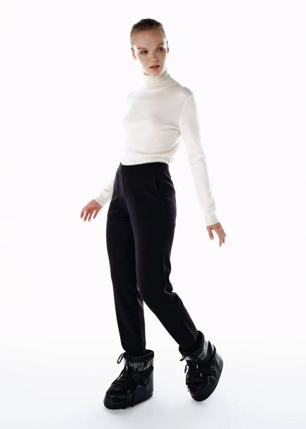 MERINO WOOL KNIT SPORTS PANTS BLACK - 3
