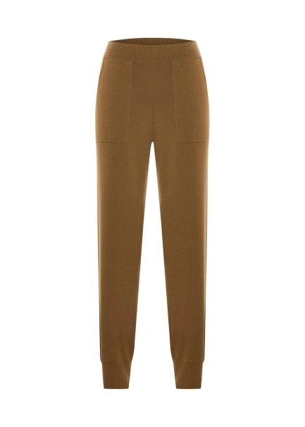 MERINO WOOL KNIT SPORTS PANTS CAMEL - 6