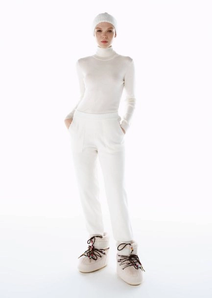 MERINO WOOL KNIT SPORTS PANTS ECRU - 2