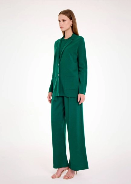 MERINO WOOL MALACHITE KNIT BLAZER JACKET - 4