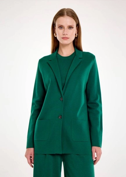 MERINO WOOL MALACHITE KNIT BLAZER JACKET - 3
