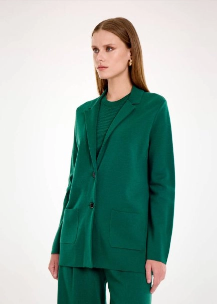 MERINO WOOL MALACHITE KNIT BLAZER JACKET - 5